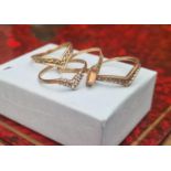 Set of 4 9ct Gold Wishbone Rings - 3 P size and one N size, total weight 4.46g