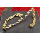 Continental 18ct Gold Sapphire and Diamond Bracelet - 8.9g