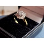 18ct Gold & Diamond Cluster Ring, 4.15g, size M