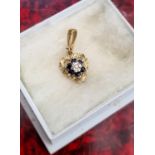 9ct Gold Diamond and Sapphire Heart-Shaped Pendant