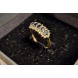 18ct Gold, Sapphire & Diamond Ring, 4.1g, size O