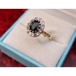 18ct Gold, Diamonds and Black Onyx Ring, size Q and 4.36g