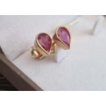 Pair of 18ct Gold & Ruby earrings, 2.77g