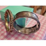 Pair of Vintage 1930's Sterling Silver and Gold-Plated Silver Bangles