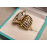 10ct Gold Cocktail Ring w/White Stones - 10.3g