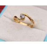18ct Gold, Platinum and Diamond Ring, size L and 2.33g