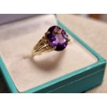 10ct Gold and Ameythst Dress Ring, size M, 2.8g