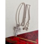 Diamond Cross on an 18ct White Gold Chain, total 5.21g