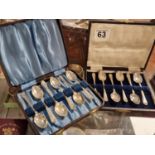 Twin Set of Twelve Sterling Silver Walker & Hall Tea Spoons