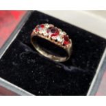 9ct Gold Garnet and Spinel Gypsy Ring - 1.9g, size M