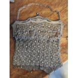 Antique Silver Mesh Chainmail Purse w/chinese marks to inside - also marked '85'