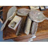 Collection of Hallmarked Silver Dressing Table Set + Napkin Ring - total 720g