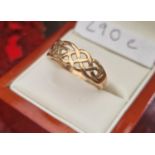 10ct Gold and Diamond Celtic Ring - size T+0.5, 2.7g