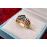 18ct Gold, Diamond and Sapphire Ring, size M+0.5 and 3.66g