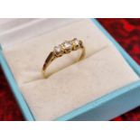 18ct Gold Triple Diamond Ring, size P+0.5 and 2g