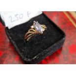 9ct Gold and Diamond Blue Stone Dress Ring - size N+0.5, 2.45g