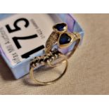 Pair of 9ct Gold and Sapphire Dress Rings - 4.3g total and sizes R and N, both A/F