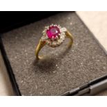 18ct Gold, Diamond & Ruby Dress Ring, size K, 2.8g