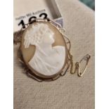 Continental 9ct Gold Cameo Brooch - 10.2g