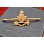 10ct Gold Royal Engineers Brooch, 2.58g - Militaria Interest