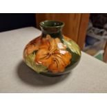 Moorcroft Green Hibiscus Squat Vase