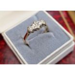 9ct Gold 3 Stone Diamond Ring - size O