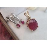 Pair of 9ct White Gold earrings with Diamonds and Rubies, 1.46g