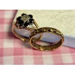 Pair of 9ct Gold Dress and Eternity Rings, inc Diamond & Sapphire Example - M & N sizes, 3.6g total,