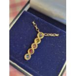 9ct Gold & Multi-Stone inc Topaz, Citrine etc Pendant Necklace - 4.7g