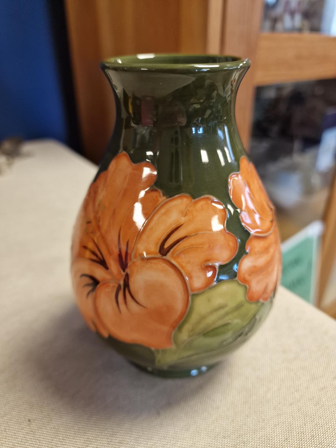 Moorcroft Green Hibiscus Vase