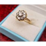 18ct Vintage Diamond Cluster Ring, size L and 4.05g (cut)