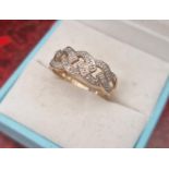 9ct Gold and Diamond Celtic Ring - size P+0.5, 2.8g