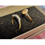 Pair of 9ct Gold Dress Rings, inc a Diamond Half-Eternity + a Topaz and Diamond example - 3.7g + siz