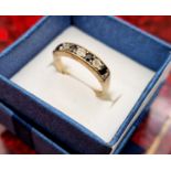 9ct Gold Diamond and Sapphire Ring - 0.5ct, size M