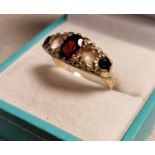 9ct Gold and Garnet Dress Ring, size O, 3.9g
