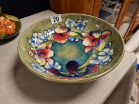 Moorcroft 'Iris and Spring Flowers' Bowl with 'WM' Signature - 26.5cm diameter