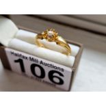 Antique 18ct Gold & Diamond Engagement Ring - size O, weight 2.65g,