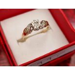 9ct Gold Diamond Ring - size M