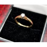 18ct Gold Diamond Solitaire - 2.5g, size L