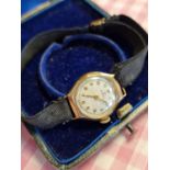 Vintage Omega 9ct Gold Cocktail Watch w/a Fabric Strap & a 9ct Clasp - 9.28g