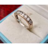 18ct White Gold and 7-Diamond Half Band Ring, size M+0.5 and 3.73g
