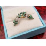 Pair of 9ct Gold Vintage Diamond & Emerald Earrings, combined weight 2.26g