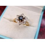 18ct Gold, Diamond and Sapphire Ring, size K+0.5 and 4.19g