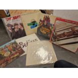 Set of Seven Beatles 1960's Vinyl Record LPs inc Sgt Peppers, White Album and Yellow Submarine etc