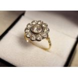 18ct Gold Floral Diamond Cluster Ring w/1.75ct worth of diamonds, 4.4g total