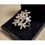 18ct White Gold Cocktail Dress Ring w/Baguette Stones