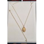 9ct Tri-Colour Gold Locket and Chain with Matching 9ct Gold Bracelet