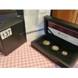 Trio of Hatton Garden 24ct Sovereign Coin Set, Full, Half and Quarter - 12.84g total