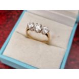 14ct Gold & Platinum Ring with 3 large CZ stones, size M+0.5 and 2.53g