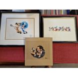 Collcton of Three Disney Mickey Mouse and Other Art Prints, some Limited inc a Screen Cell with Walt